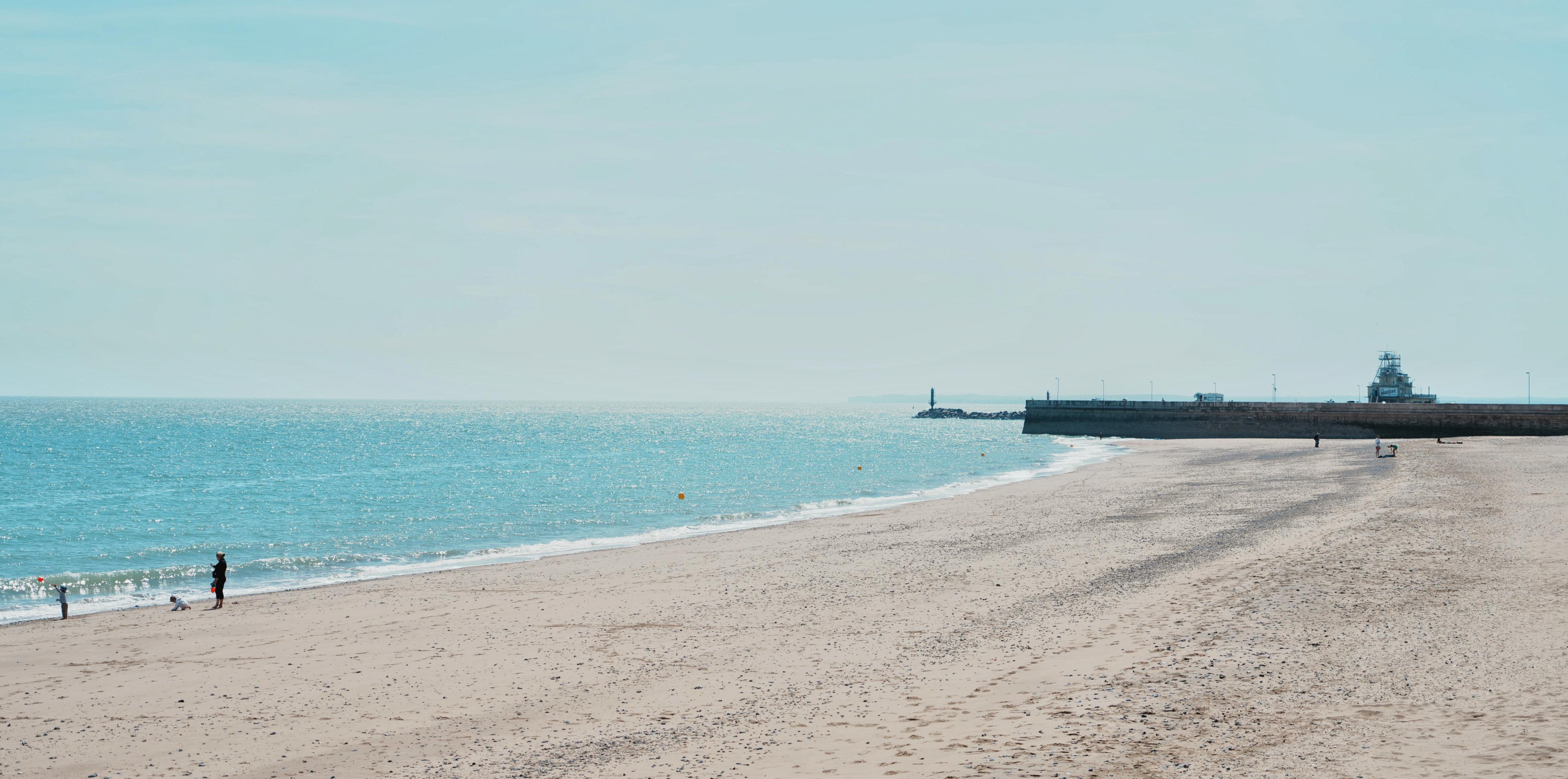A calm beach and sea view